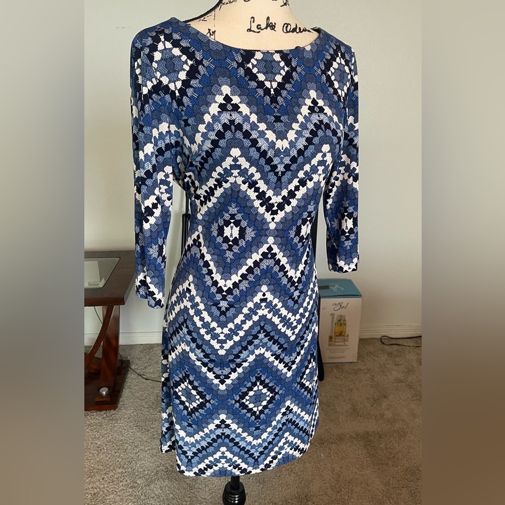 Sandra Darren- Blue Chevron Print Women's Dress
In size 10 - Picture 2 of 9